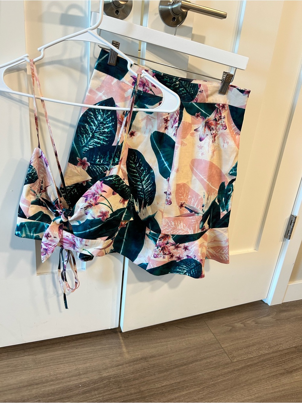 Aura Pink and Green Tropical Two-Piece Set